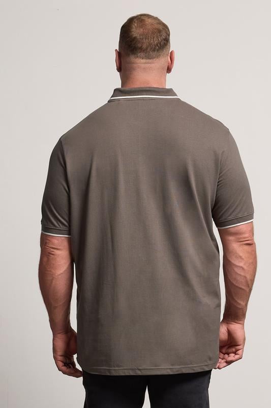 BadRhino Big & Tall 3 PACK Blue/Green/Brown Tipped Polo Shirt | BadRhino 5