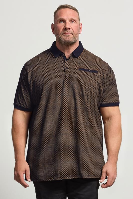 Men's  D555 Big & Tall Black Jacquard Polo Shirt