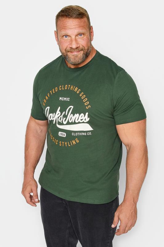 Men's  JACK & JONES Big & Tall Green Logo Crew T-Shirt