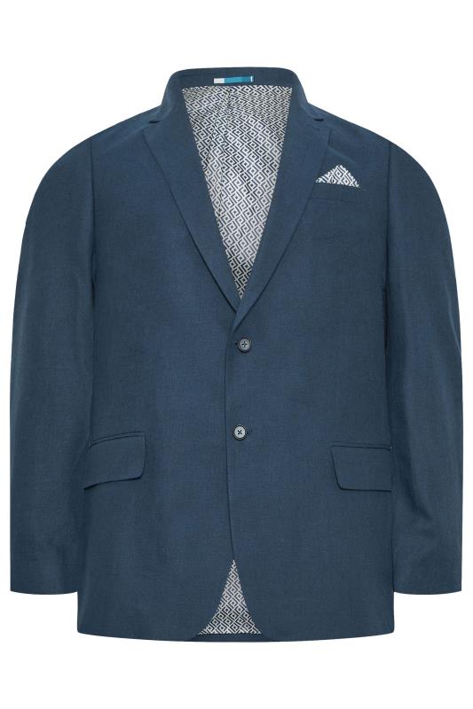 BadRhino Big & Tall Navy Blue Linen Suit Jacket | BadRhino