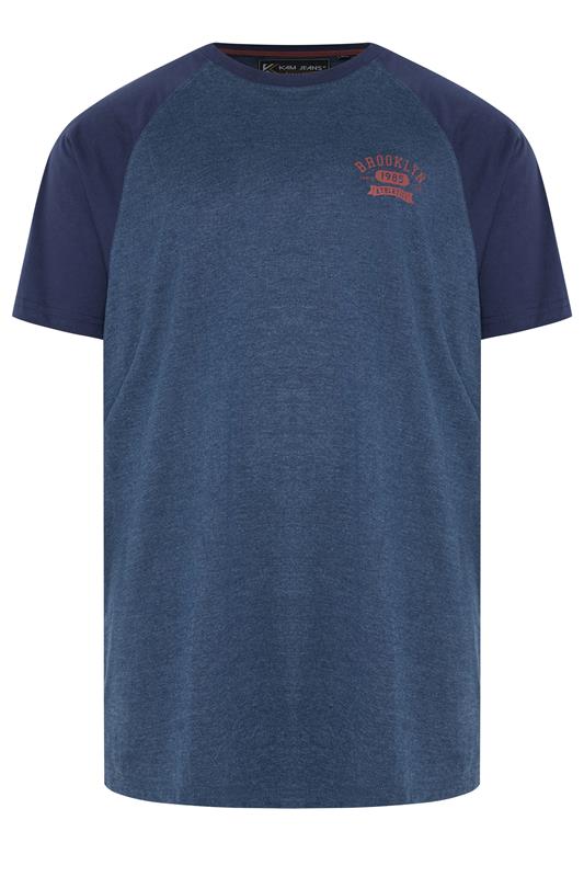  KAM Big & Tall Navy Blue Raglan Graphic Print T-Shirt