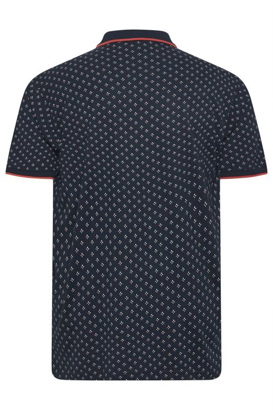 KAM Big & Tall Navy Geometric Print Polo Shirt | BadRhino 4