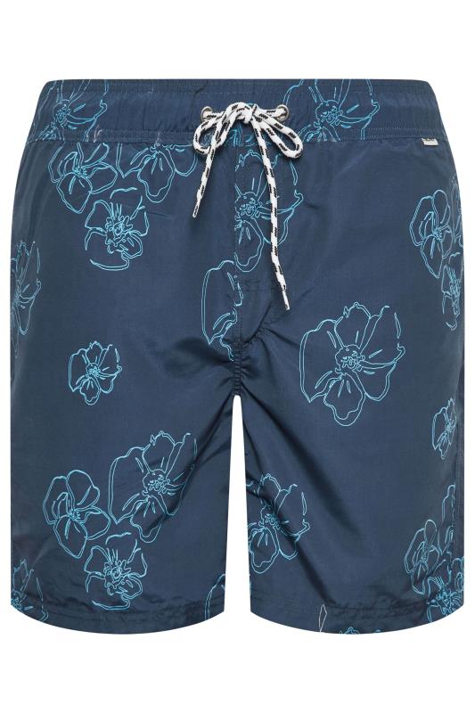BLEND Big & Tall Blue Flower Print Swim Shorts | BadRhino 4