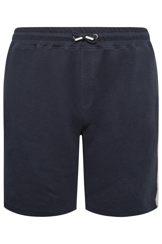 STUDIO A Big & Tall Navy Blue Textured Shorts | BadRhino 4
