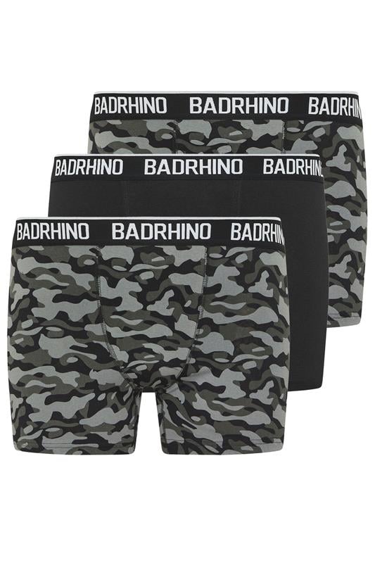 Men's  BadRhino Big & Tall 3 PACK Black/Grey/Green Camo Boxers