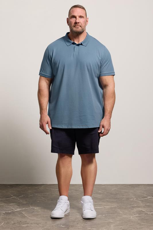 JACK & JONES Big & Tall Blue 'Paulos' Pique Polo Shirt | BadRhino 1