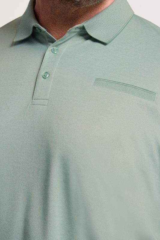 BadRhino Big & Tall Green Textured Polo Shirt | BadRhino 5