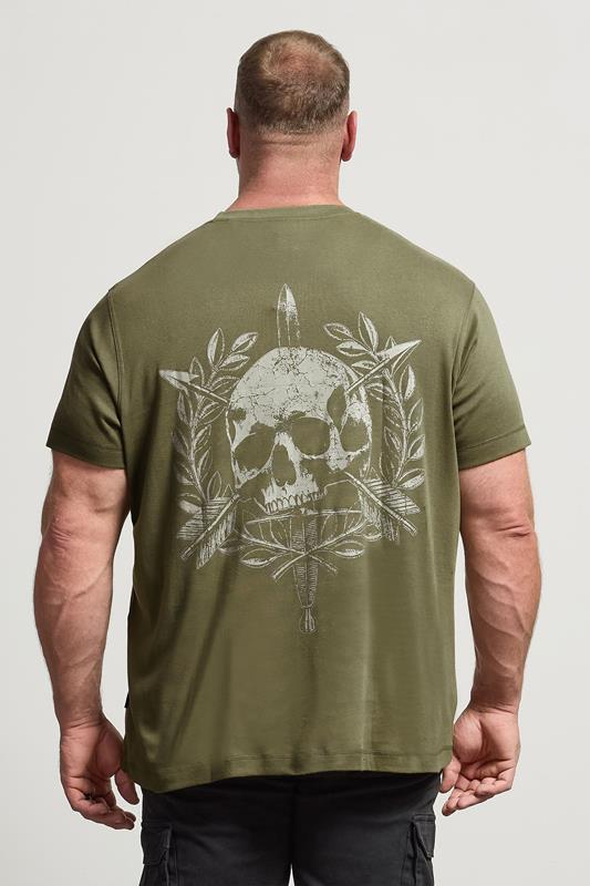 BadRhino Big & Tall Olive Green Skull Emblem Graphic T-Shirt | BadRhino 3
