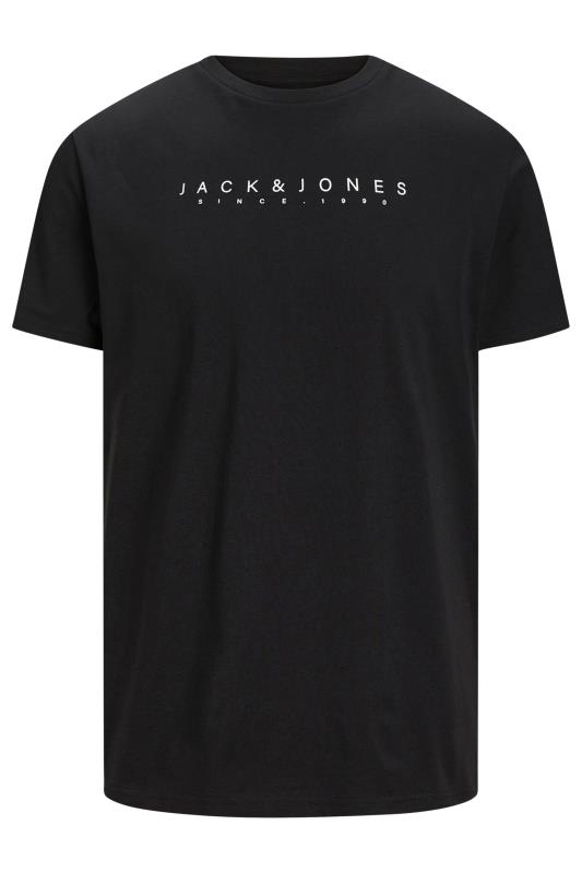 JACK & JONES Big & Tall Black Long Sleeve Logo T-Shirt | BadRhino
