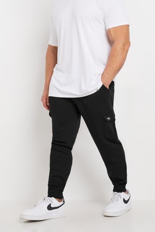 D555 Big & Tall Black Cargo Pocket Joggers | BadRhino 1