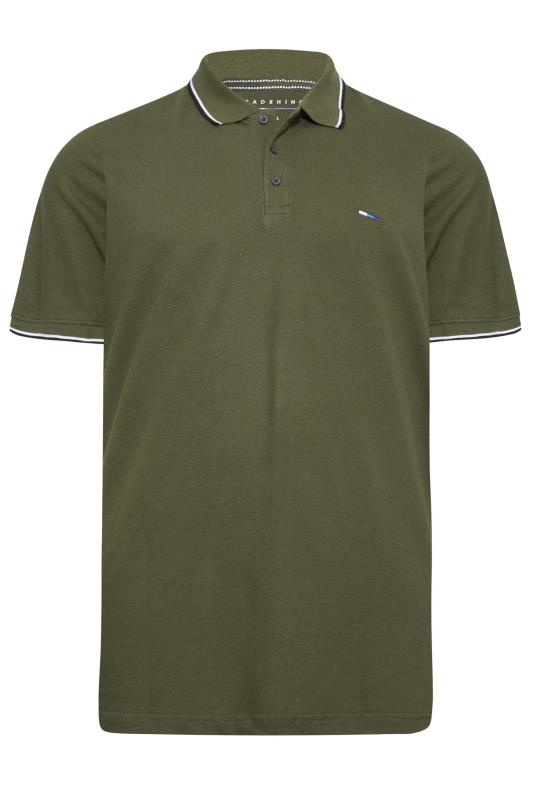 BadRhino Khaki Green Essential Tipped Polo Shirt | BadRhino 3