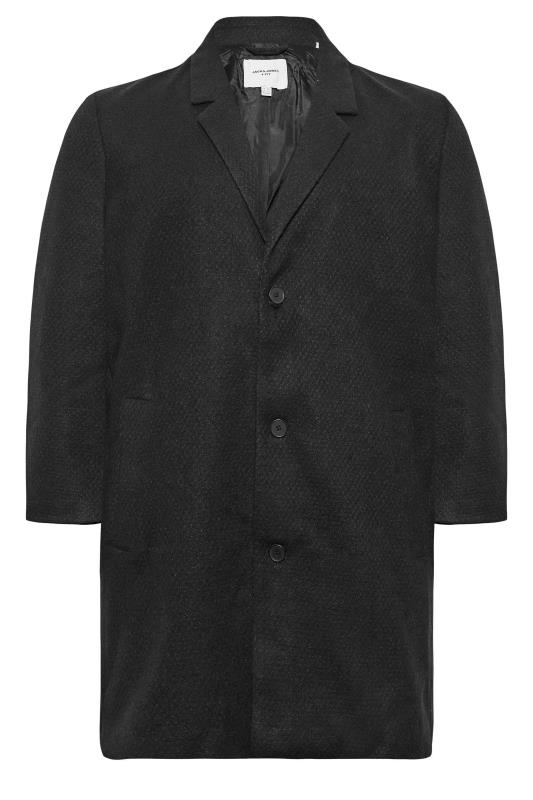 JACK & JONES Big & Tall Black Single Breasted Textured Coat | BadRhino