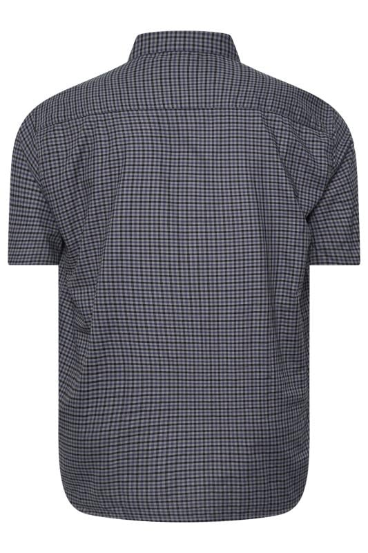 KAM Big & Tall Charcoal Grey Short Sleeve Gingham Print Shirt | BadRhino 2