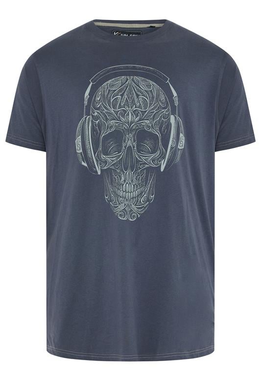 KAM Big & Tall Navy Blue Skull Graphic T-Shirt