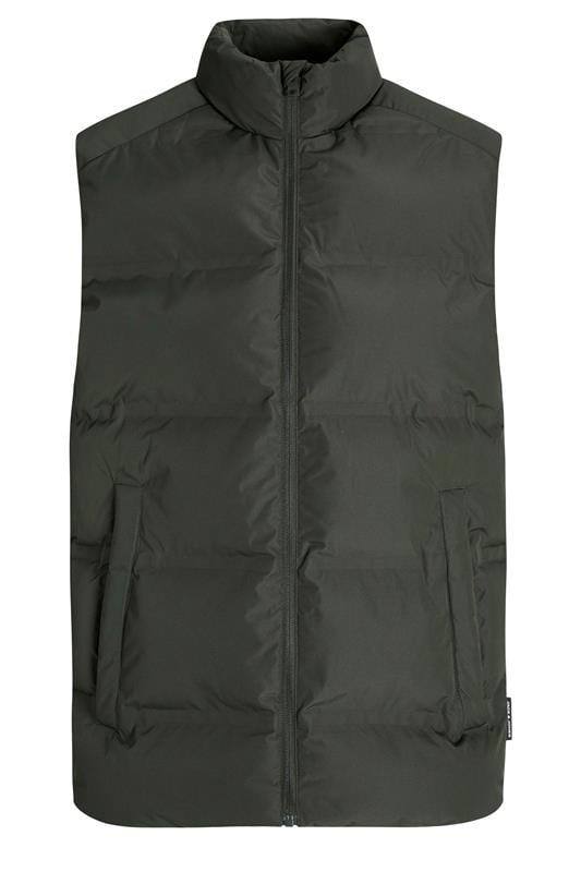 JACK & JONES Big & Tall Rosin Green Collared Puffer Bodywarmer | BadRhino 2