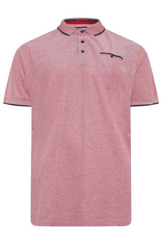 D555 Big & Tall Red Pique Jacquard Polo Shirt | BadRhino 2