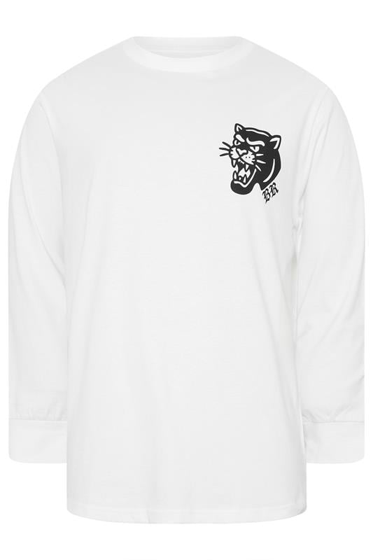 Men's  BadRhino Big & Tall White Panther Long Sleeve Graphic T-Shirt