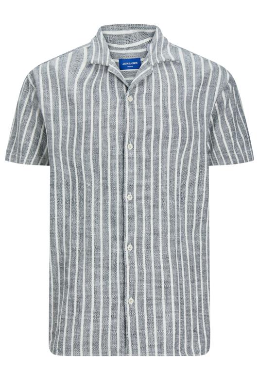 JACK & JONES Big & Tall Blue Striped Short Sleeve Cotton Shirt | BadRhino 2