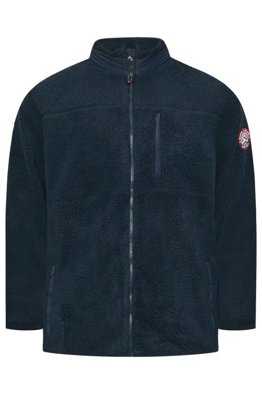 D555 Big & Tall Navy Zip Through Sherpa Fleece Jacket | BadRhino 1