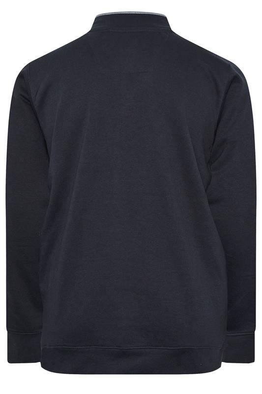 D555 Big & Tall Navy Blue Embroidery Zip Through Fleece Lined Jacket | BadRhino 2