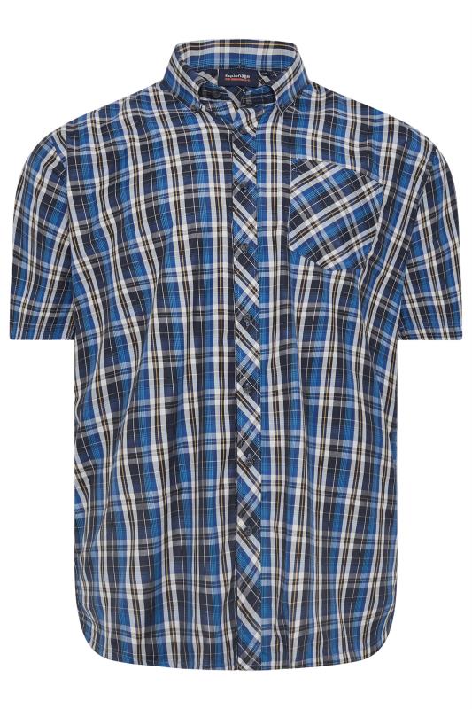 ESPIONAGE Big & Tall Navy Blue Check Print Shirt | BadRhino 3