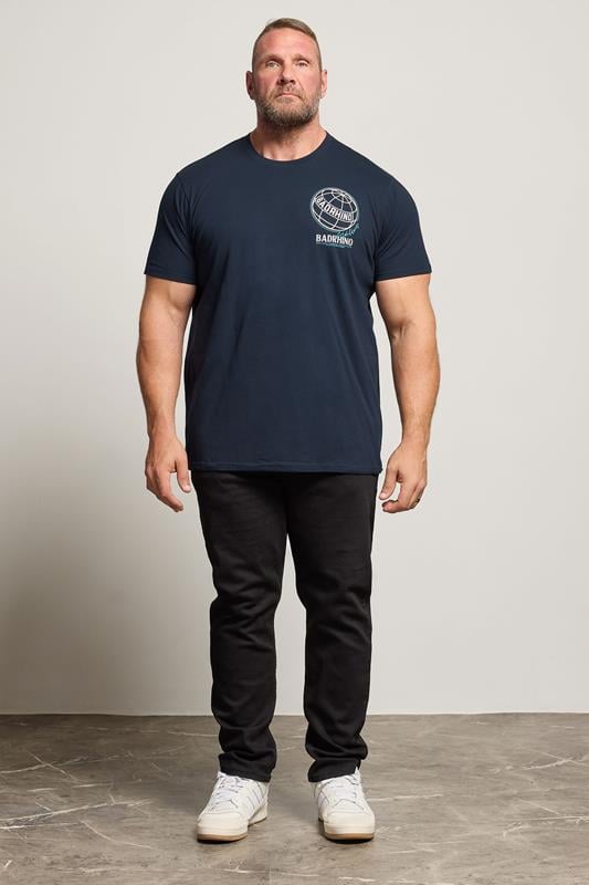 BadRhino Big & Tall 3 PACK Black & Navy Blue Worldwide Graphic T-Shirts | BadRhino 3