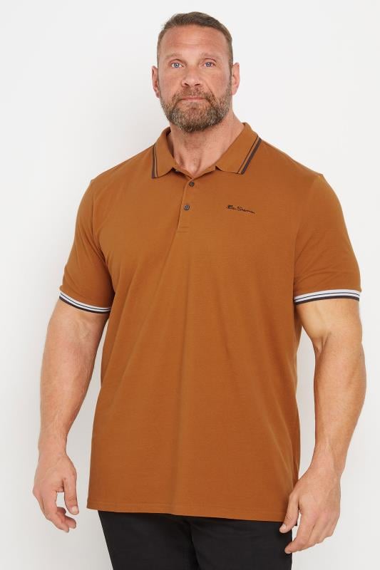 BEN SHERMAN Big & Tall Orange Signature Pique Polo Shirt | BadRhino 1