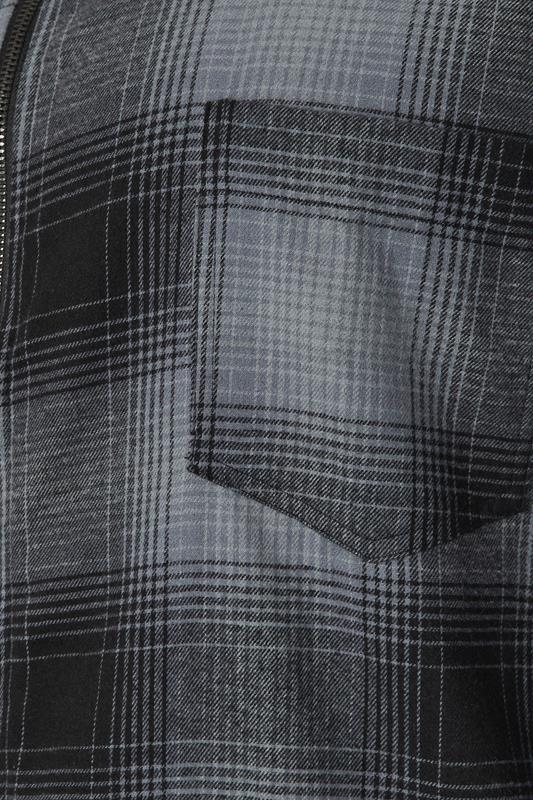KAM Big & Tall Navy Blue Zip Through Quilted Check Overshirt | BadRhino 3