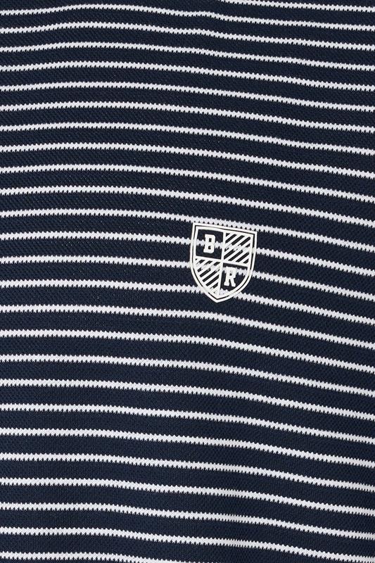 BadRhino Big & Tall Navy Blue Extra Long Stripe Pique T-Shirt | BadRhino 7