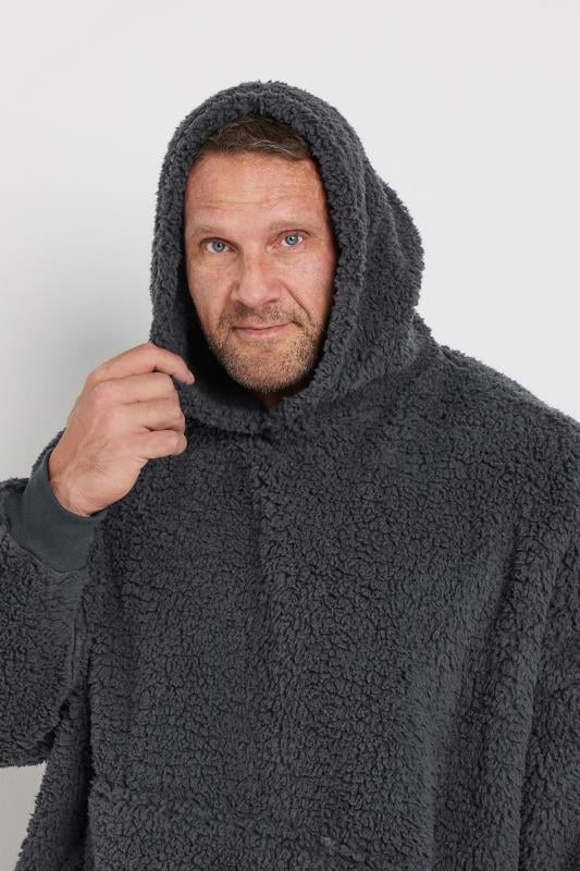 BadRhino Big Tall Charcoal Grey Fleece Borg Blanket Hoodie BadRhino