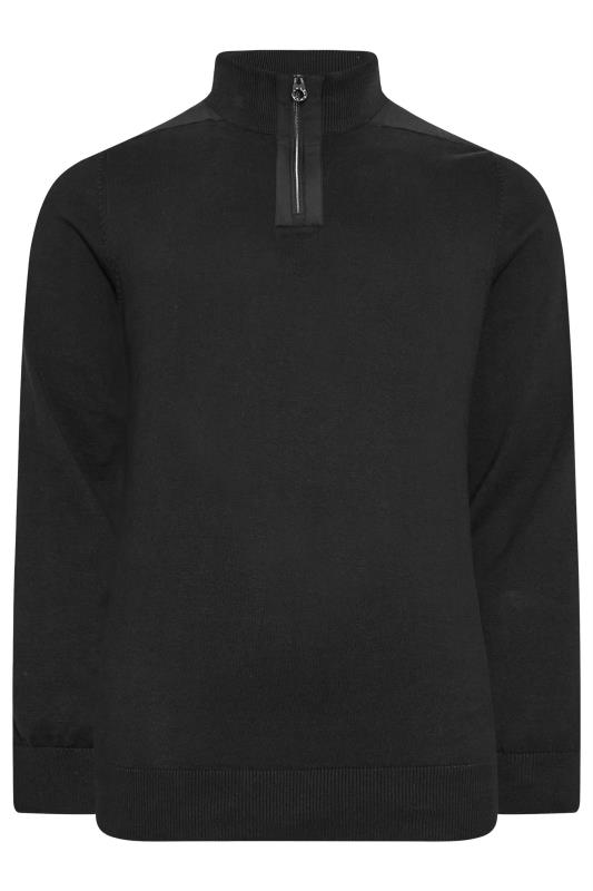 LUKE 1977 Big & Tall Black Quarter Zip Knit Jumper | BadRhino 3