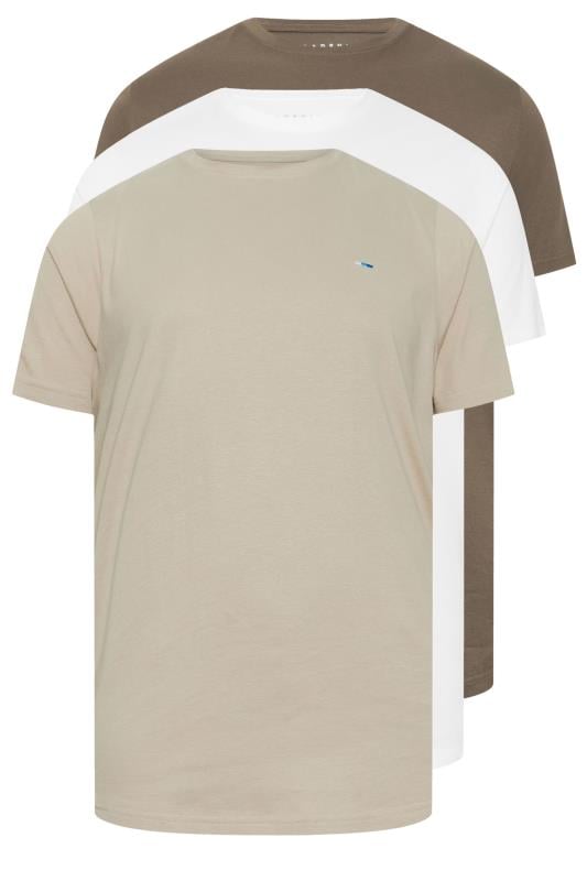 BadRhino Big & Tall 3 PACK Brown & White Extra Long Core T-Shirts | BadRhino  3