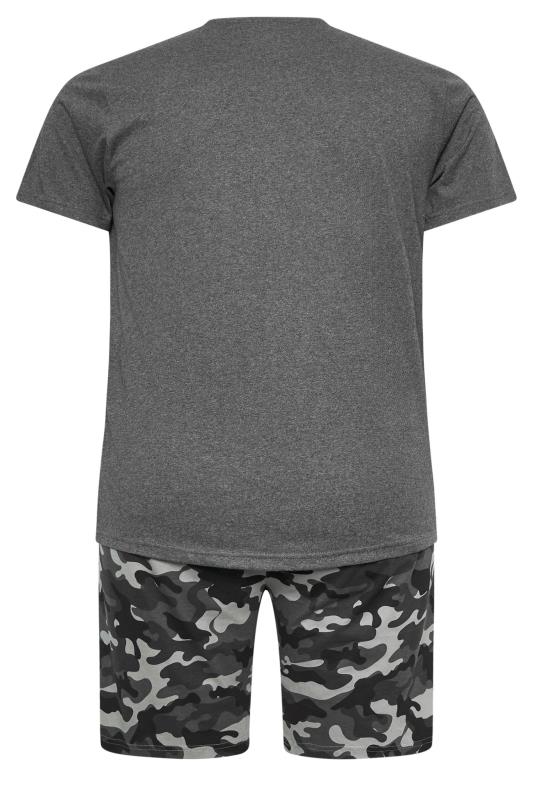 BadRhino Big & Tall Grey Camo Print Shorts and T-Shirt Pyjama Set | BadRhino 4