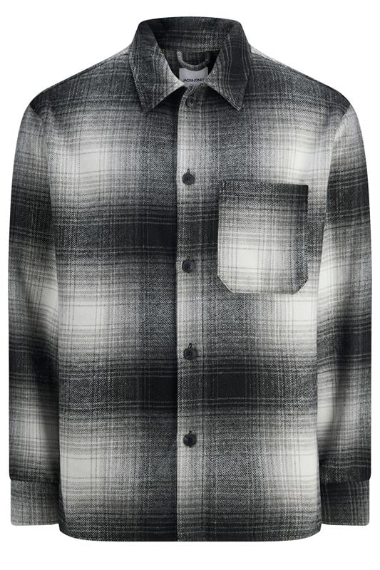 JACK & JONES Big & Tall Black Check Overshirt | BadRhino 1