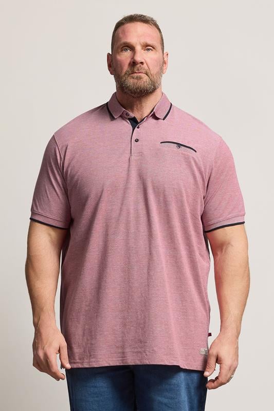  D555 Big & Tall Red Pique Jacquard Polo Shirt