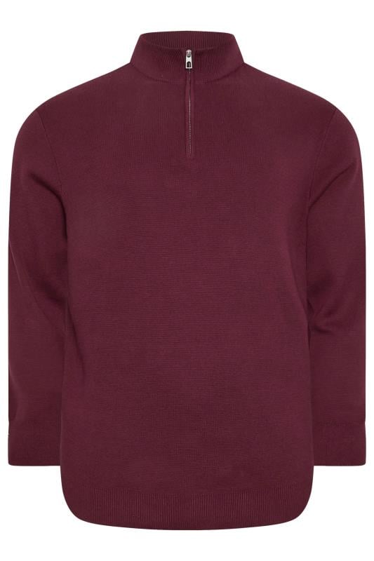 BadRhino Big & Tall Burgundy Red Milano Quarter Zip Jumper | BadRhino 4