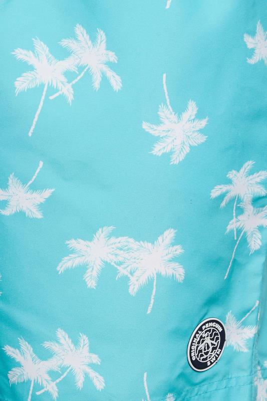 PENGUIN MUNSINGWEAR Big & Tall Blue Palm Tree Swim Shorts | BadRhino 3