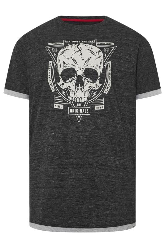 D555 Big & Tall Black Skull Print T-shirt | BadRhino 1