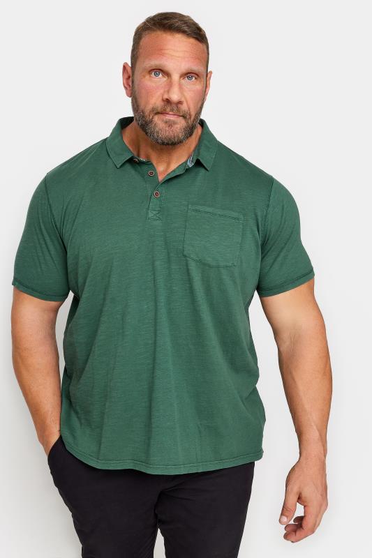Men's  BadRhino Big & Tall Pine Green Slub Polo Shirt
