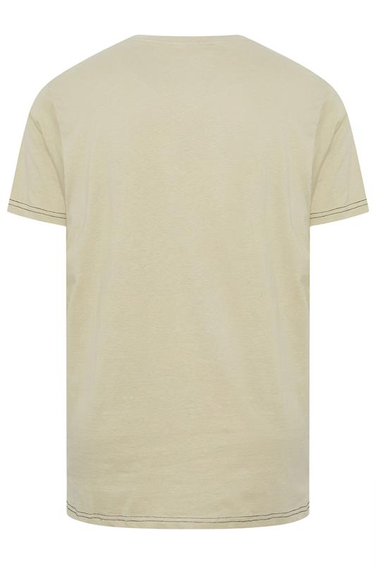 KAM Big & Tall Stone Beige Vintage Denim Graphic Print T-Shirt | BadRhino 4
