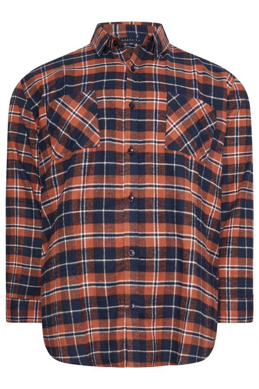 BadRhino Big & Tall Orange Check Print Long Sleeve Flannel Shirt | BadRhino 4