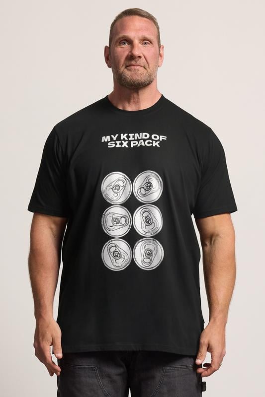  BadRhino Big & Tall Black Extra Long 'Six Pack' Graphic T-Shirt