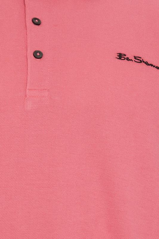 BEN SHERMAN Big & Tall Pink Tipped Polo Shirt | BadRhino 4