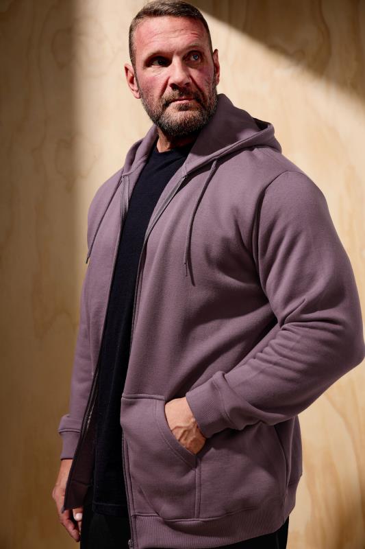 BadRhino Big & Tall Plum Purple Premium Zip Through Hoodie | BadRhino 1