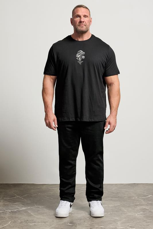 JACK & JONES Big & Tall Black Graphic T-Shirt | BadRhino 2