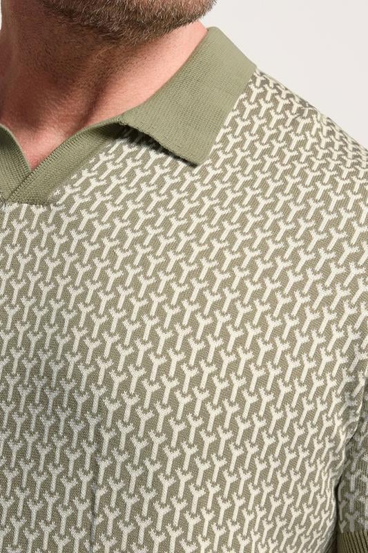 BadRhino Big & Tall Khaki Green Pattern Knitted Trophy Polo | BadRhino 4