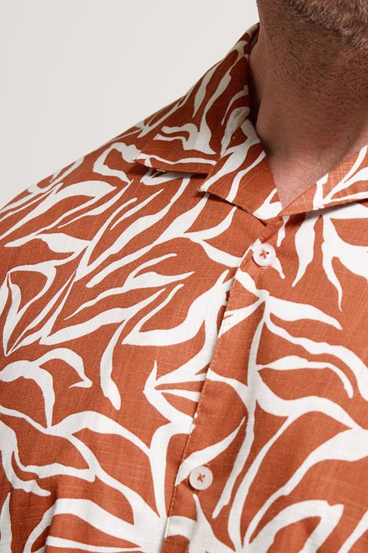 BadRhino Big & Tall Clay Orange Leaf Print Shirt | BadRhino