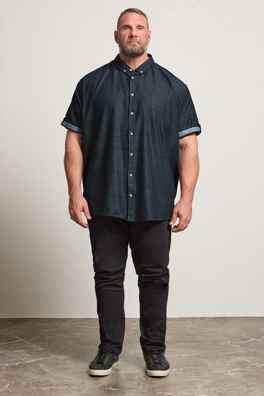 BadRhino Big & Tall Navy Blue Cotton Slub Shirt | BadRhino 3