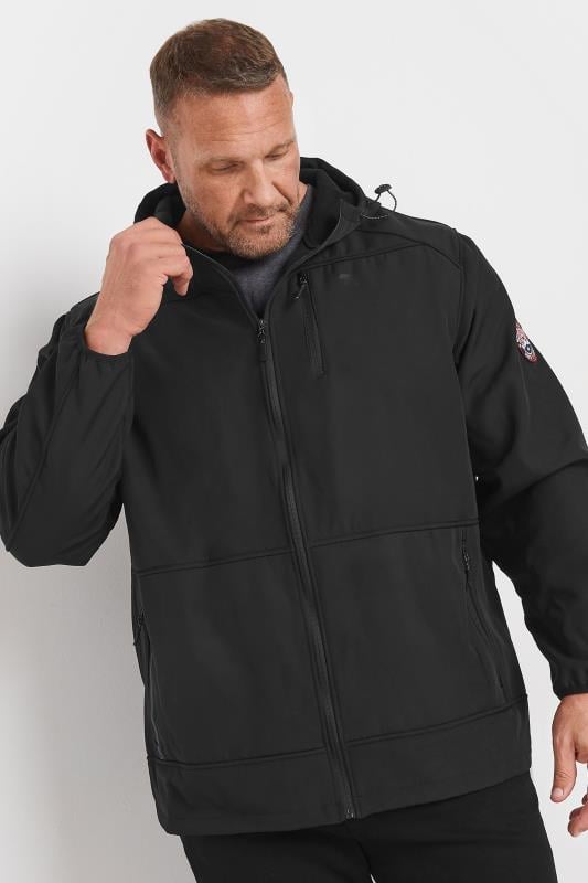 D555 Big & Tall Black Soft Shell Hooded Jacket | BadRhino 1