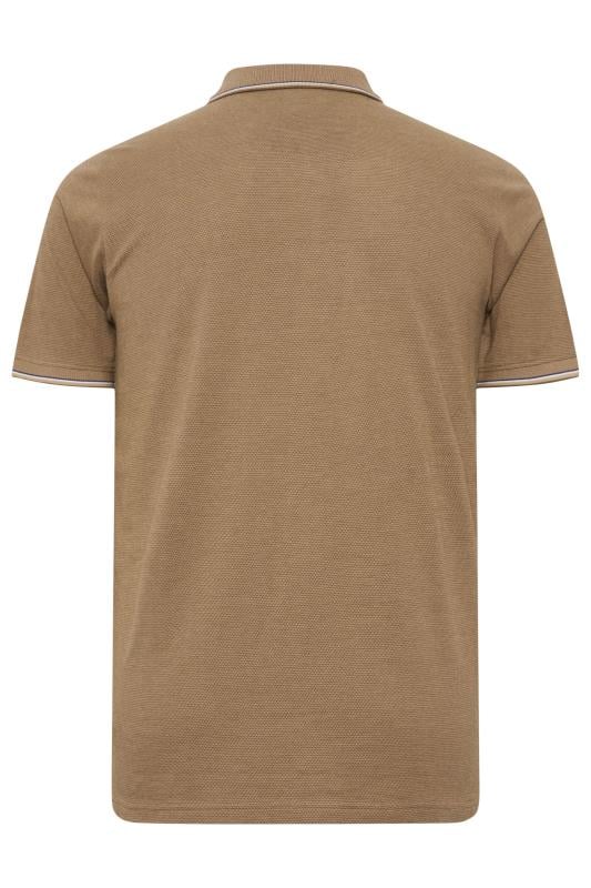 BadRhino Big & Tall Tan Brown Textured Tipped Polo Shirt | BadRhino 5